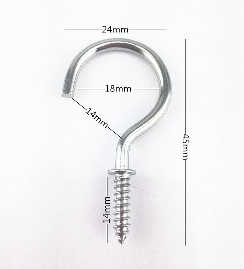 Yueton 50pcs Metal Screw-in Ceiling Hooks Cup Hooks (Nickel) - Image 3